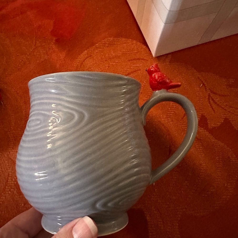 New Temptations Latte Mug with Red Cardinal Accent